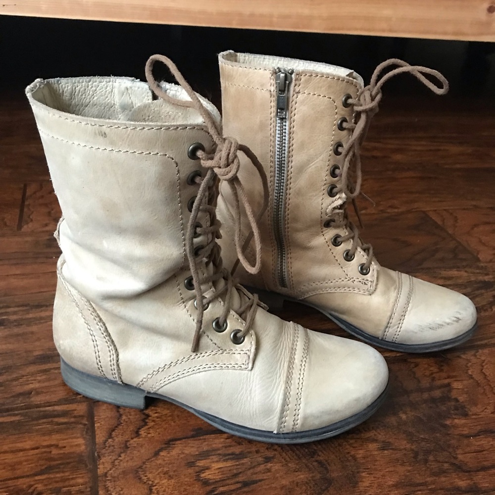 Tan combat boots